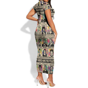 All My Heroes Have FBI Files Short Sleeve Bodycon Dress Civil Rights Leaders DT02