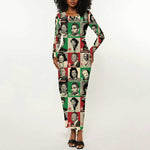 A To Z Of Black Heroes Long Sleeve Bodycon Dress Civil Rights Leaders DT02