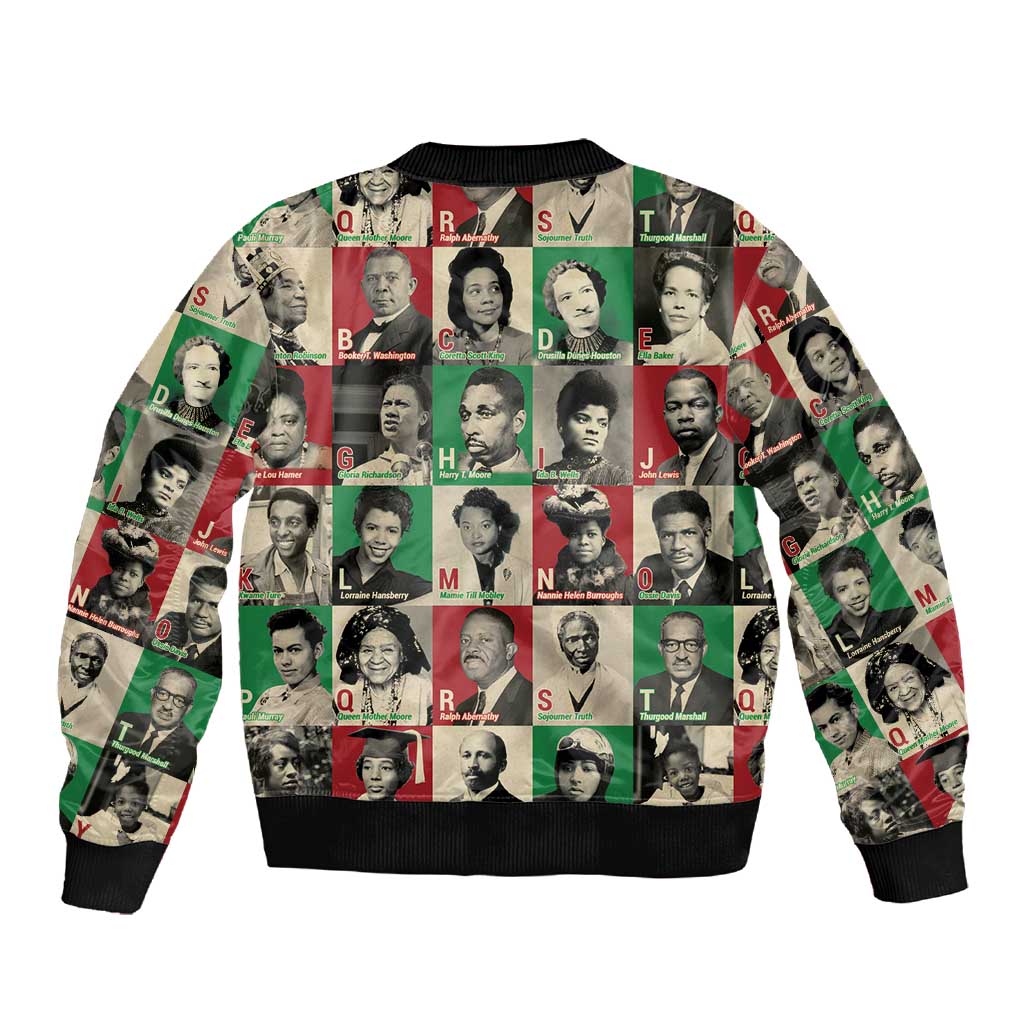 A To Z Of Black Heroes Sleeve Zip Bomber Jacket Civil Rights Leaders