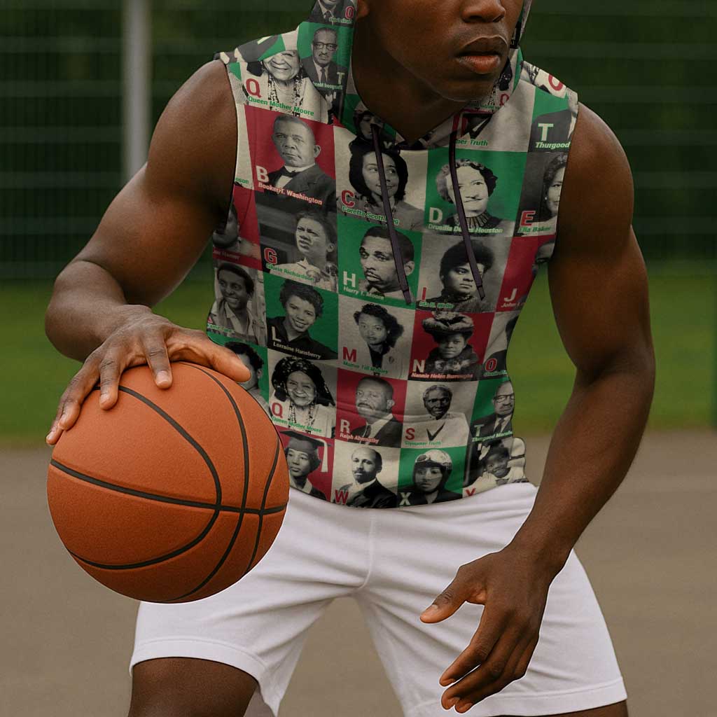 A To Z Of Black Heroes Sleeveless Hoodie Civil Rights Leaders - African Pride