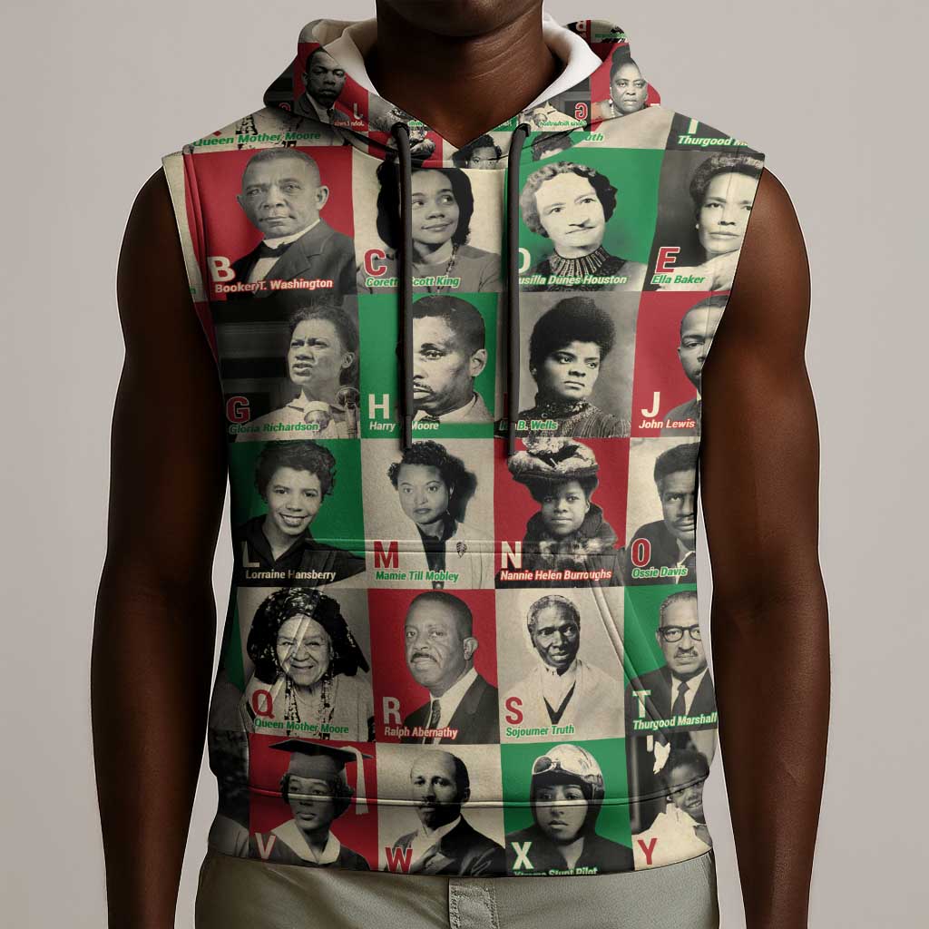A To Z Of Black Heroes Sleeveless Hoodie Civil Rights Leaders - African Pride