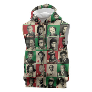 A To Z Of Black Heroes Sleeveless Zip Hoodie Civil Rights Leaders - African Pride