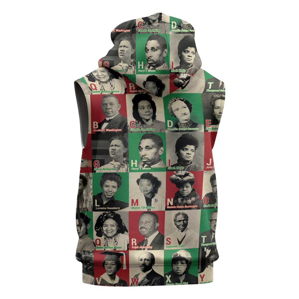 A To Z Of Black Heroes Sleeveless Zip Hoodie Civil Rights Leaders - African Pride