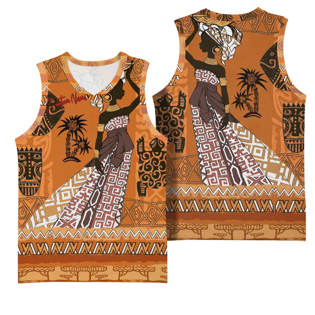Personalized Beautiful Woman African Basketball Jersey - African Pride