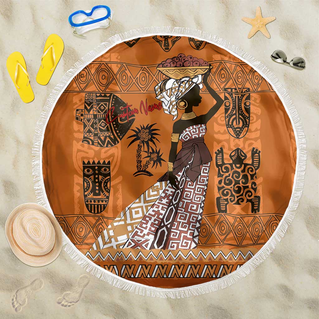 Personalized Beautiful Woman African Beach Blanket