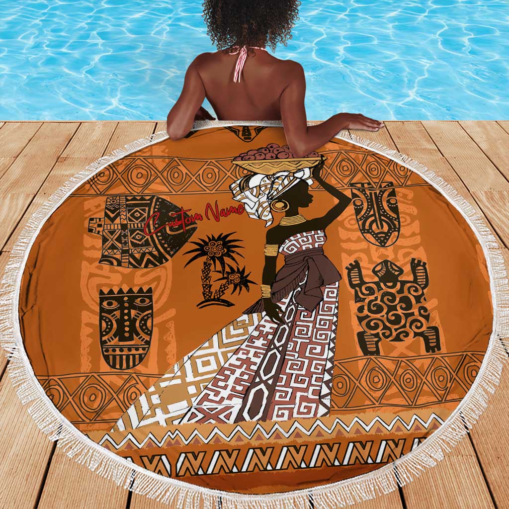 Personalized Beautiful Woman African Beach Blanket