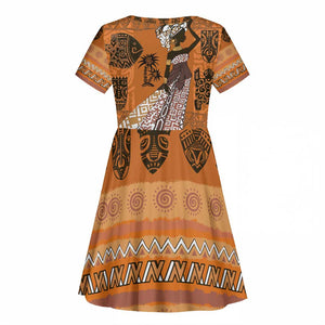 Personalized Beautiful Woman African Kid Short Sleeve Dress