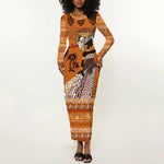 Personalized Beautiful Woman African Long Sleeve Bodycon Dress DT02
