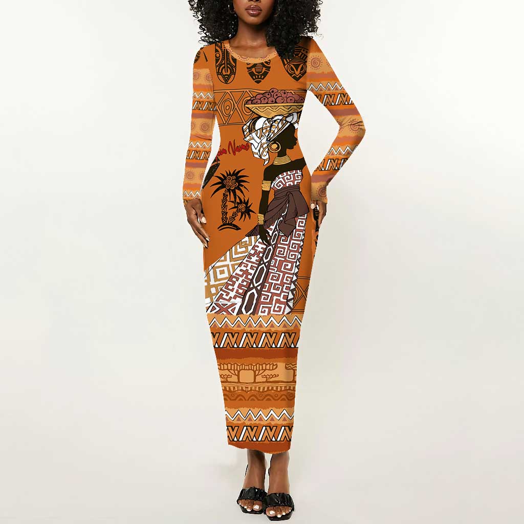 Personalized Beautiful Woman African Long Sleeve Bodycon Dress DT02