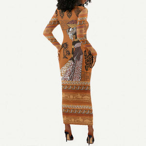 Personalized Beautiful Woman African Long Sleeve Bodycon Dress DT02
