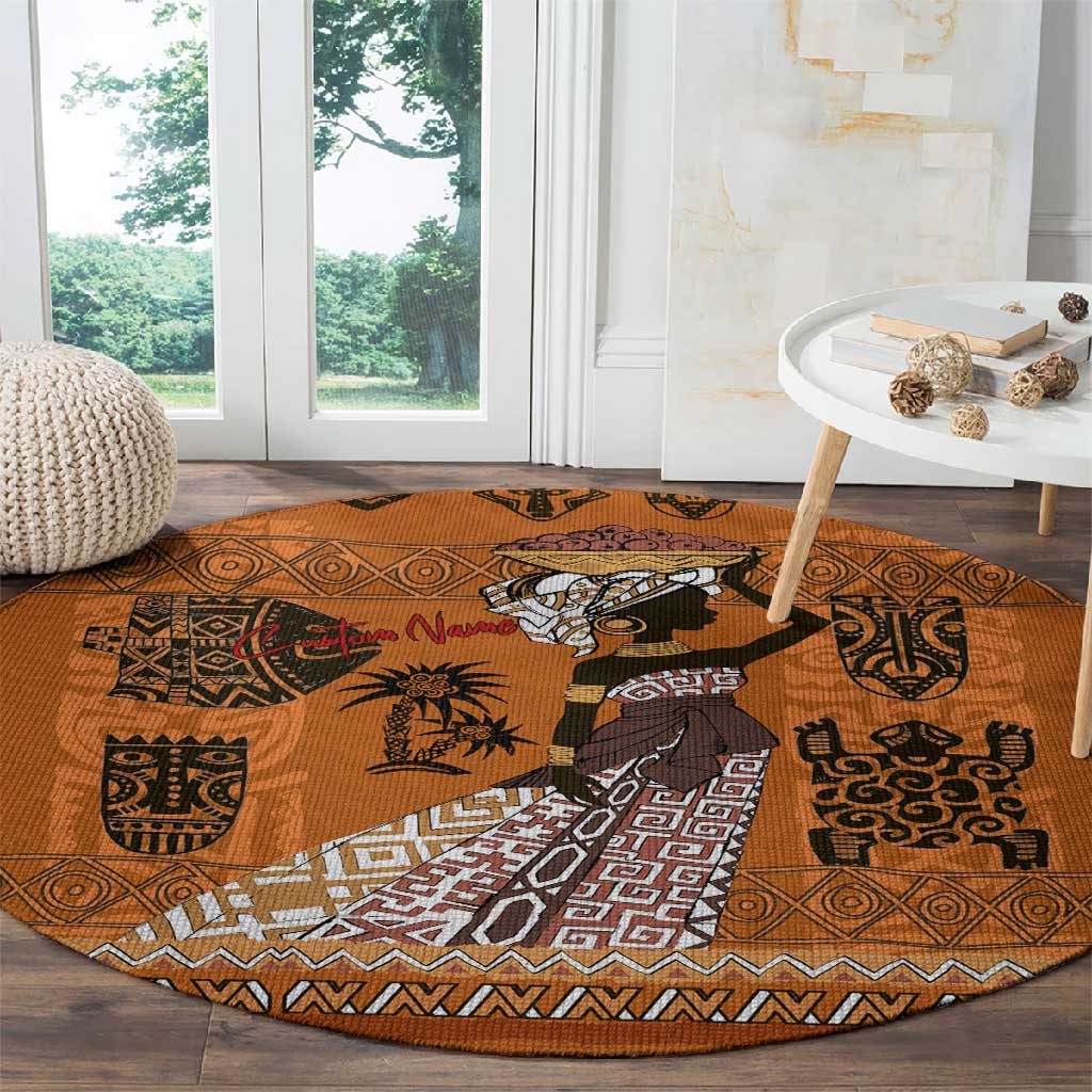 Personalized Beautiful Woman African Round Carpet