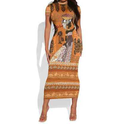 Personalized Beautiful Woman African Short Sleeve Bodycon Dress DT02