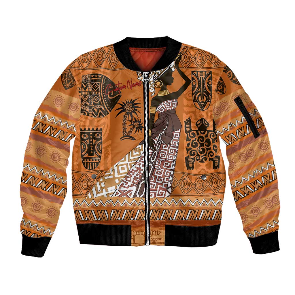 Personalized Beautiful Woman African Sleeve Zip Bomber Jacket