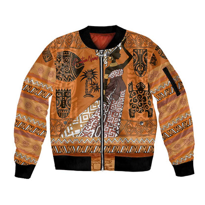 Personalized Beautiful Woman African Sleeve Zip Bomber Jacket