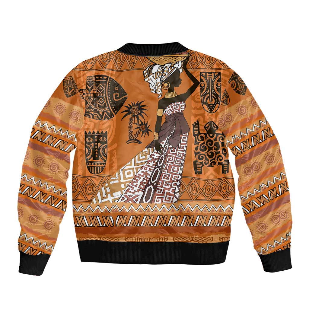 Personalized Beautiful Woman African Sleeve Zip Bomber Jacket