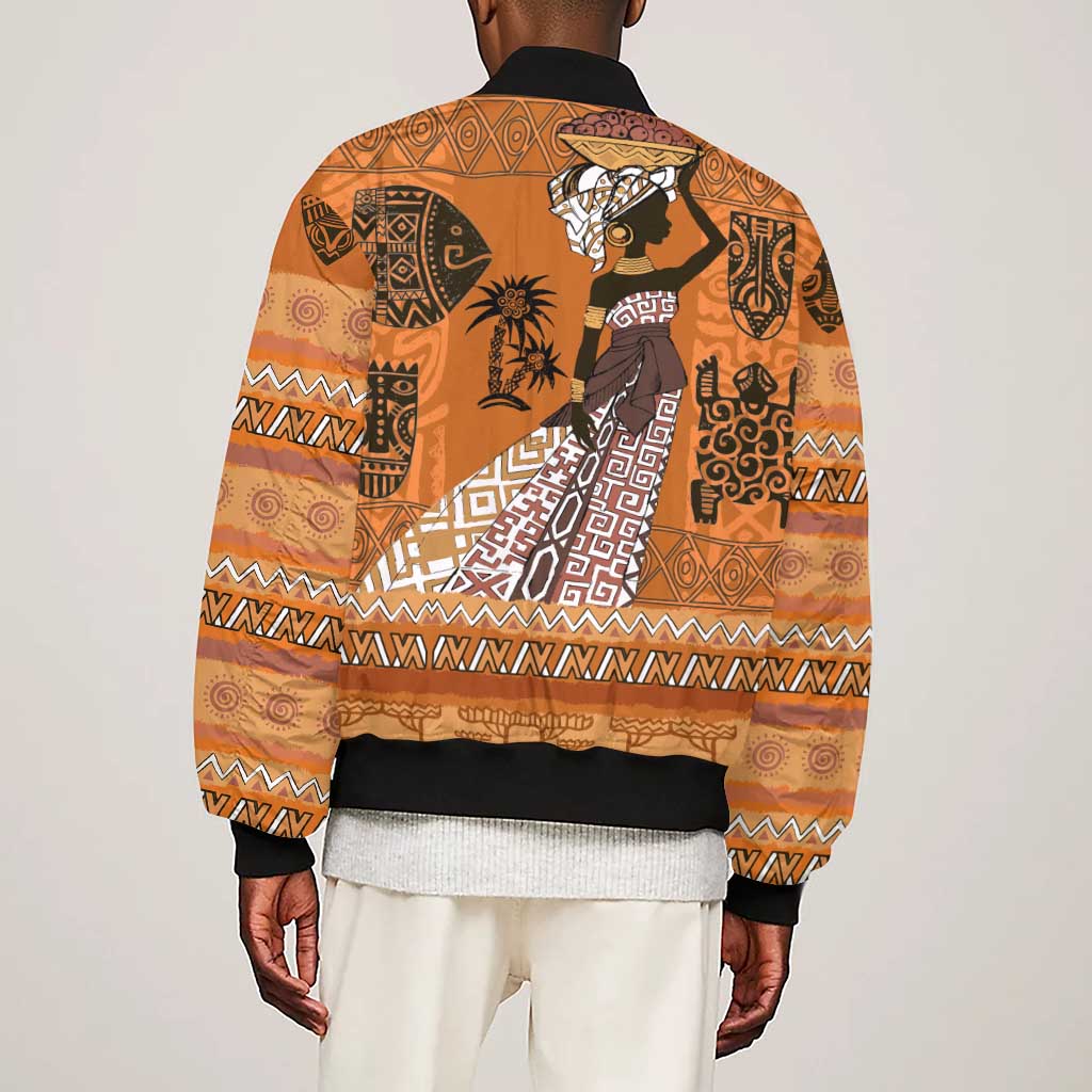 Personalized Beautiful Woman African Sleeve Zip Bomber Jacket