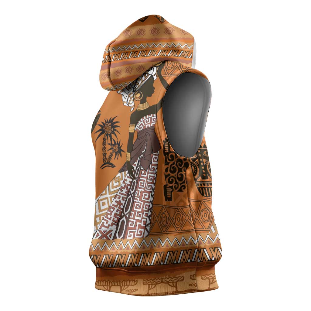 Personalized Beautiful Woman African Sleeveless Hoodie - African Pride