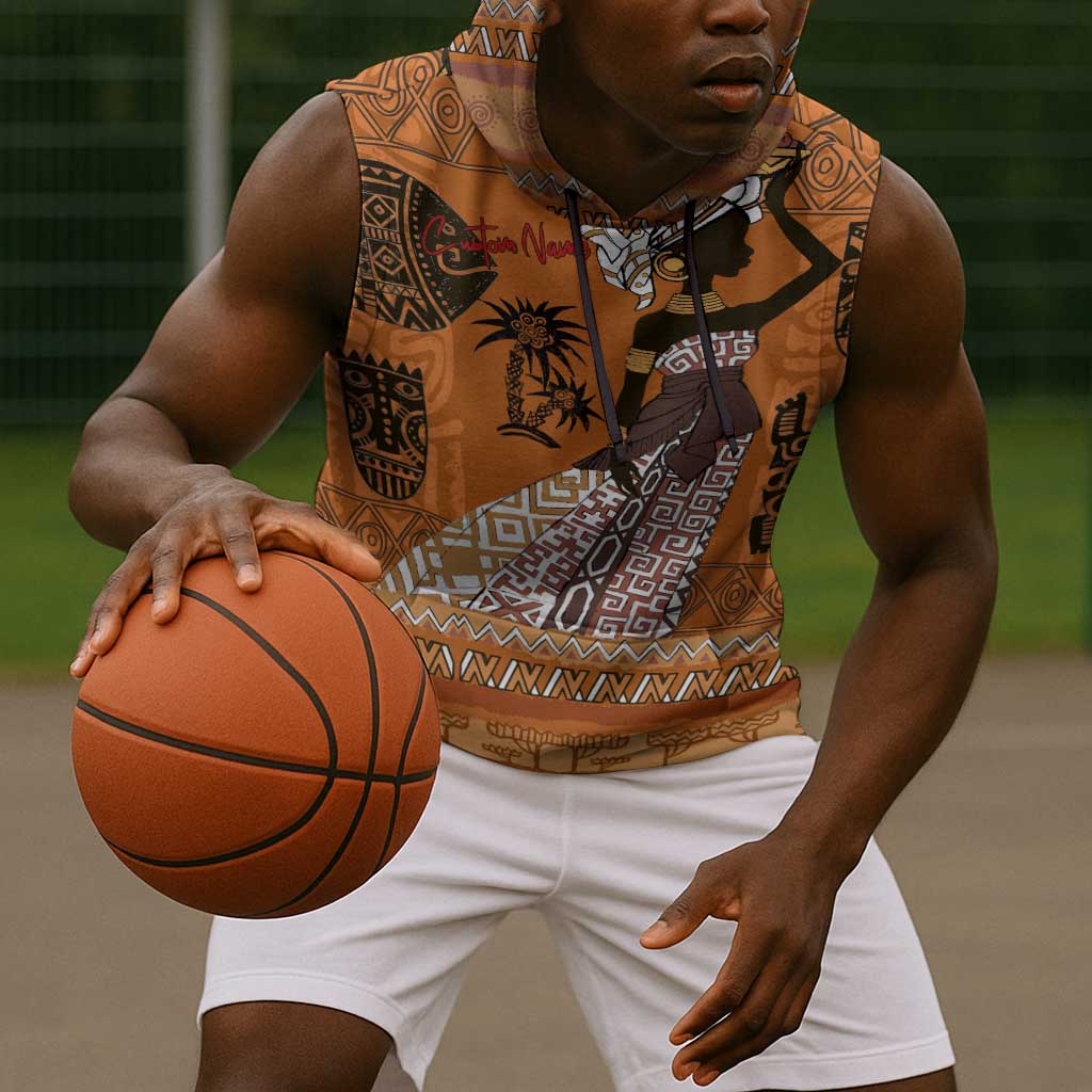 Personalized Beautiful Woman African Sleeveless Hoodie - African Pride