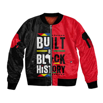 Built By Black History Sleeve Zip Bomber Jacket