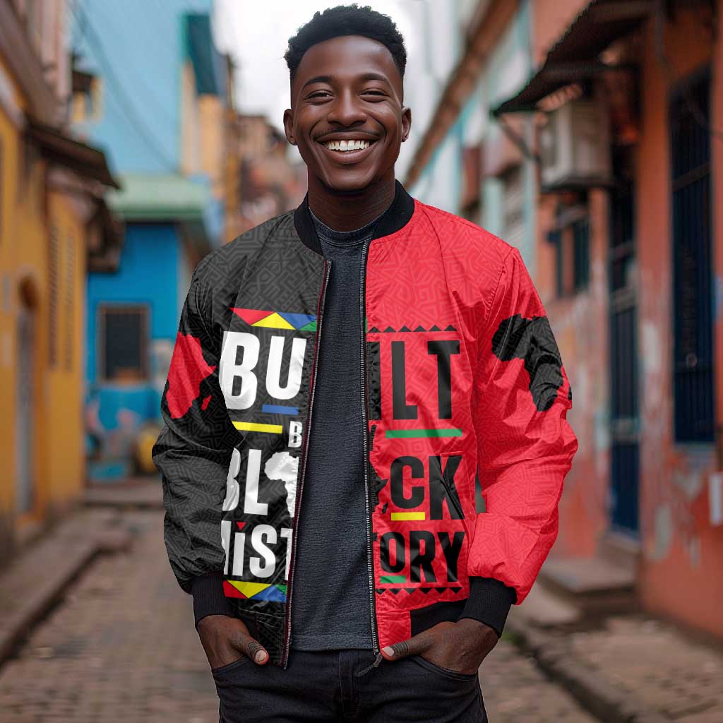 Built By Black History Sleeve Zip Bomber Jacket
