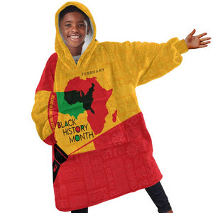Black History Month KId Wearable Blanket Hoodie - African February Design