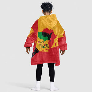 Black History Month KId Wearable Blanket Hoodie - African February Design
