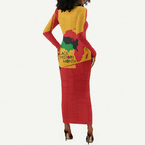 Black History Month Long Sleeve Bodycon Dress - African February Design DT02