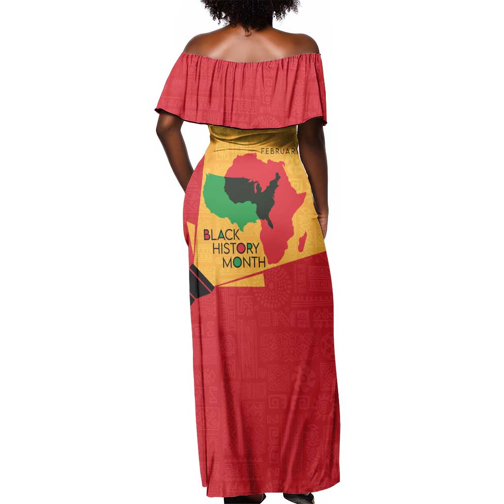 Black History Month Off Shoulder Maxi Dress - African February Design