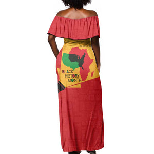 Black History Month Off Shoulder Maxi Dress - African February Design