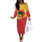 Black History Month Off The Shoulder Long Sleeve Dress - African February Design
