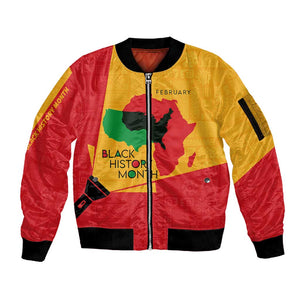 Black History Month Sleeve Zip Bomber Jacket - African February Design