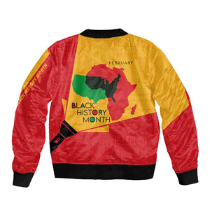 Black History Month Sleeve Zip Bomber Jacket - African February Design