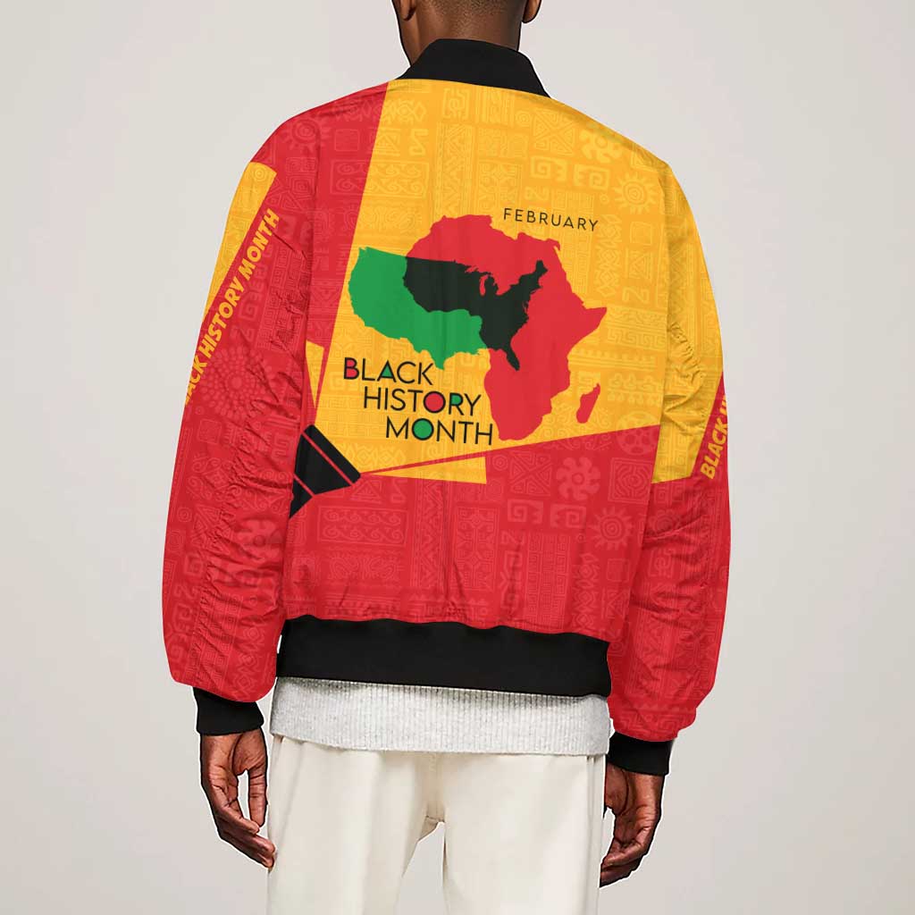 Black History Month Sleeve Zip Bomber Jacket - African February Design