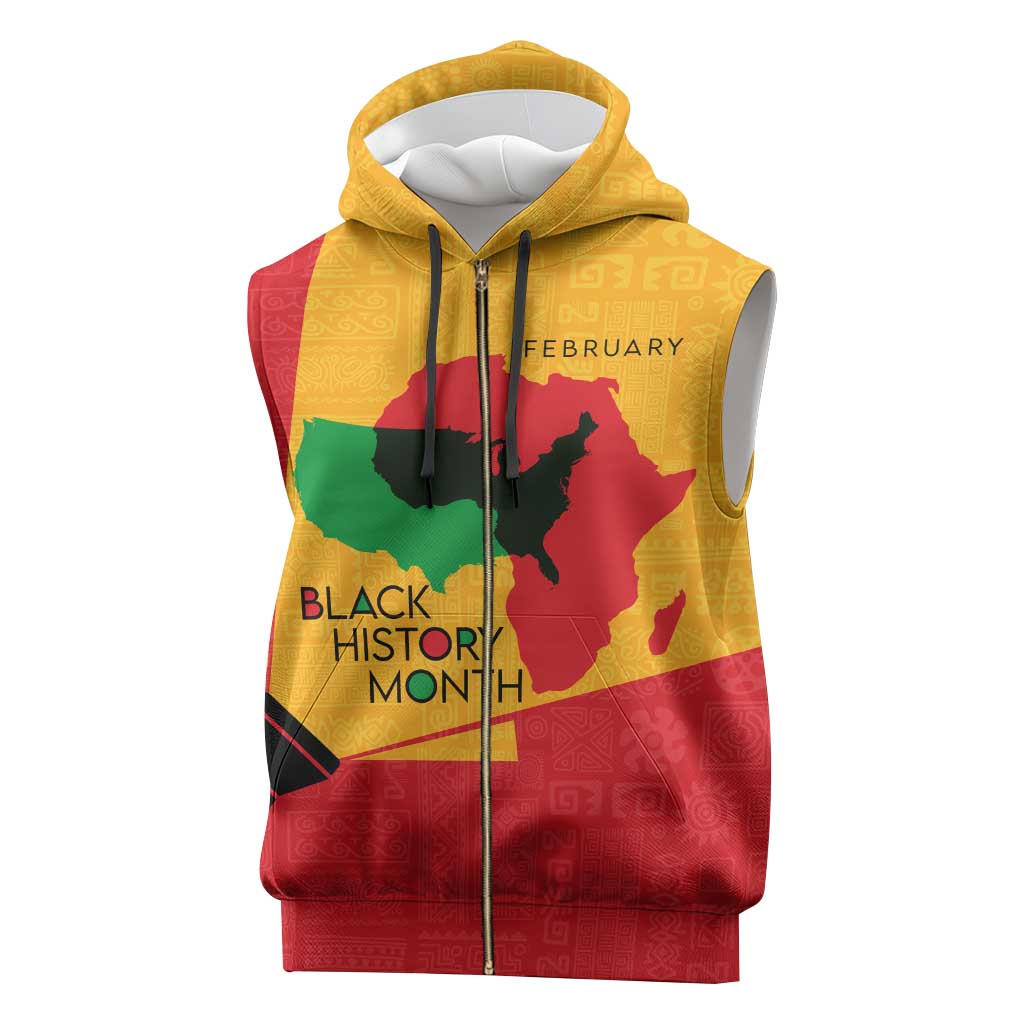 Black History Month Sleeveless Zip Hoodie - African February Design - African Pride