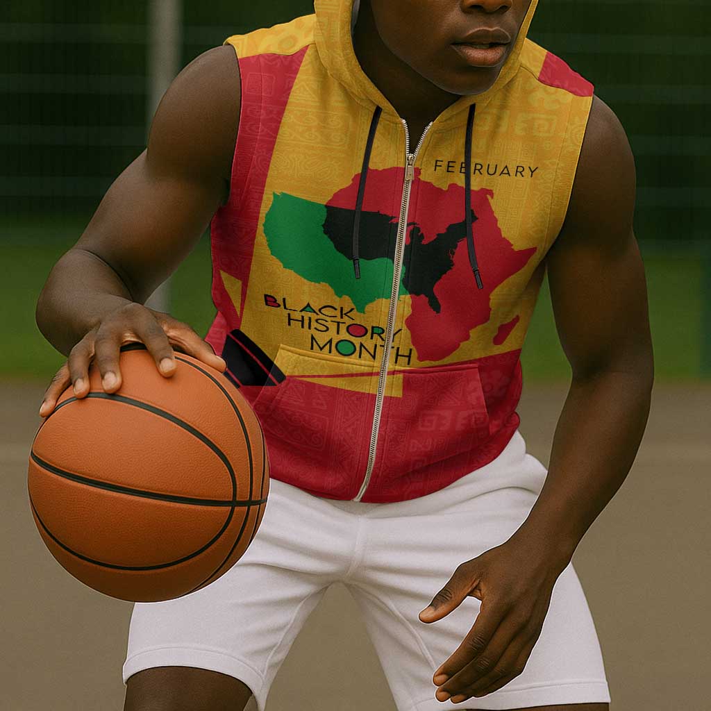 Black History Month Sleeveless Zip Hoodie - African February Design - African Pride
