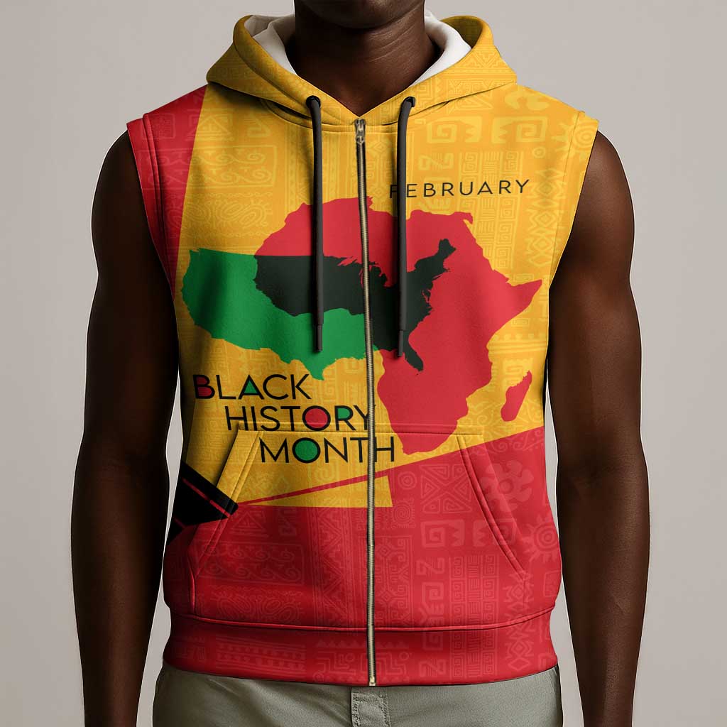 Black History Month Sleeveless Zip Hoodie - African February Design - African Pride