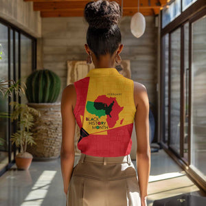Black History Month Women Sleeveless Polo Shirt - African February Design