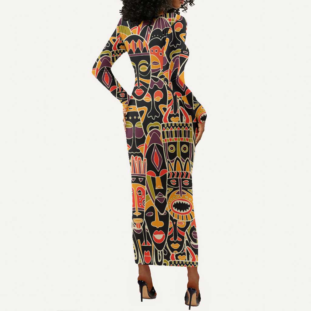 The Spirit of Africa Custom Long Sleeve Bodycon Dress DT02
