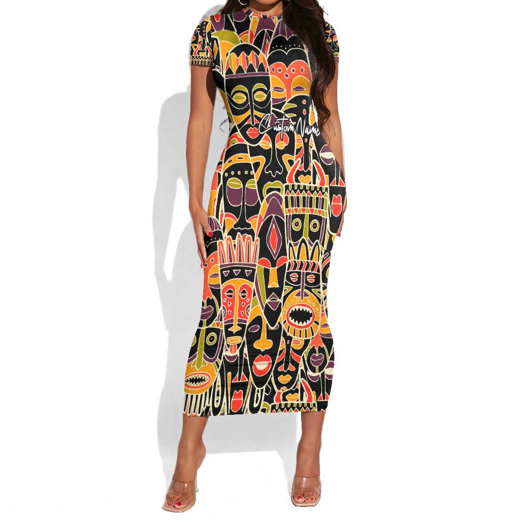 The Spirit of Africa Custom Short Sleeve Bodycon Dress DT02