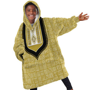 Personalized African Dashiki KId Wearable Blanket Hoodie - Mudcloth Style