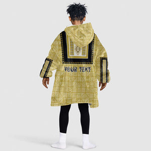Personalized African Dashiki KId Wearable Blanket Hoodie - Mudcloth Style