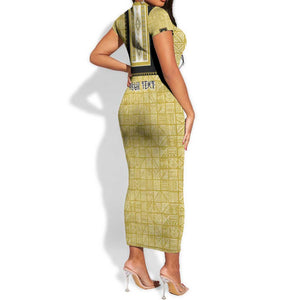 Personalized African Dashiki Short Sleeve Bodycon Dress - Mudcloth Style DT02