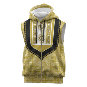 Personalized African Dashiki Sleeveless Zip Hoodie - Mudcloth Style - African Pride