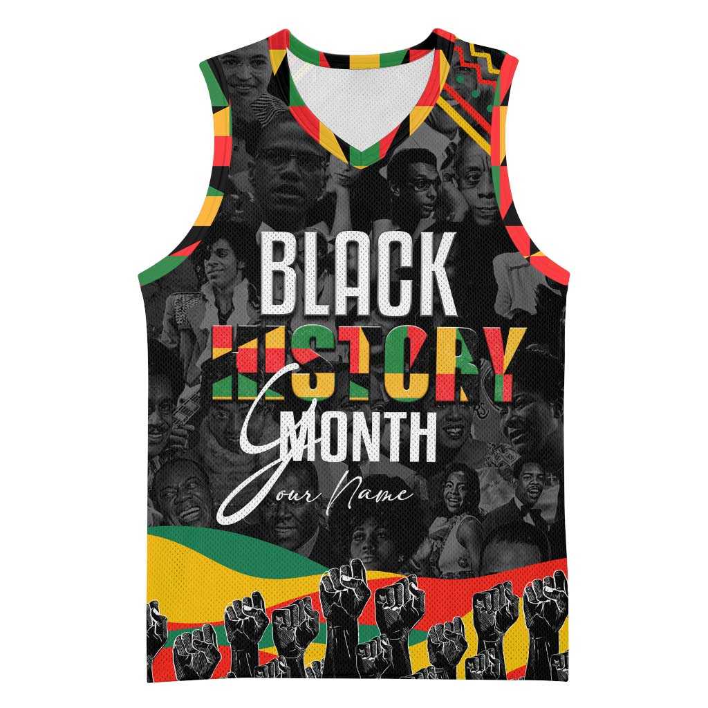 Personalized Black History Month Basketball Jersey with African American Heroes - African Pride