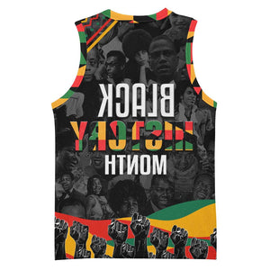 Personalized Black History Month Basketball Jersey with African American Heroes - African Pride