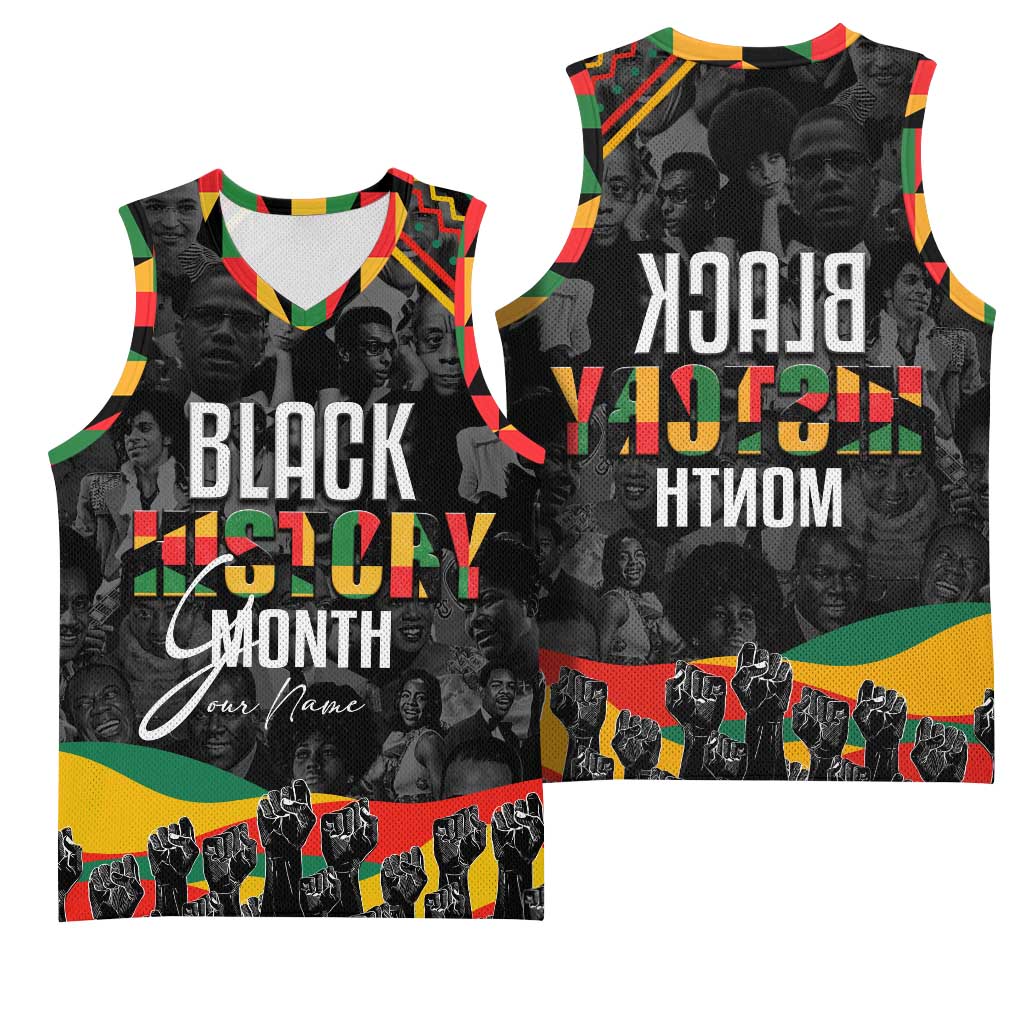 Personalized Black History Month Basketball Jersey with African American Heroes - African Pride