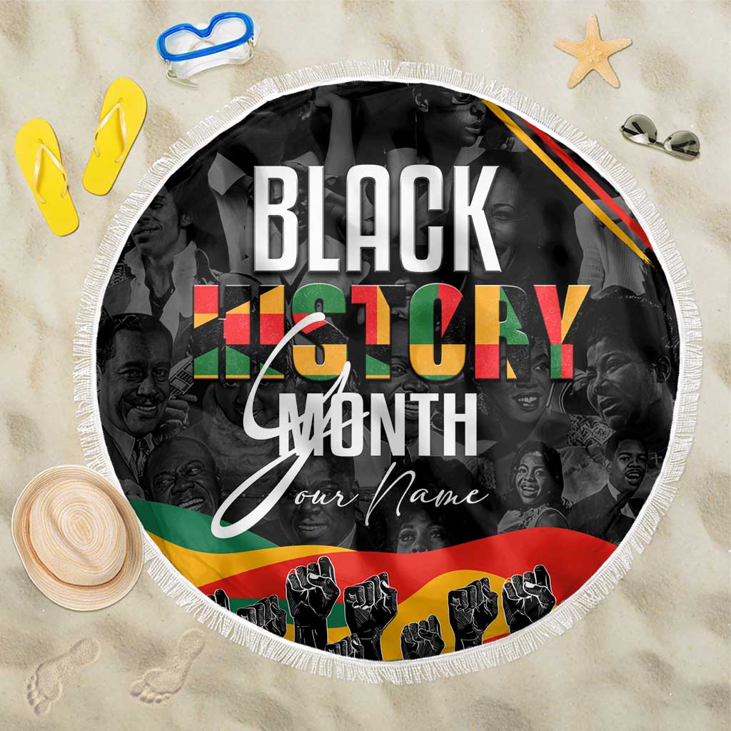Personalized Black History Month Beach Blanket with African American Heroes