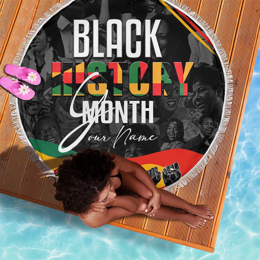 Personalized Black History Month Beach Blanket with African American Heroes