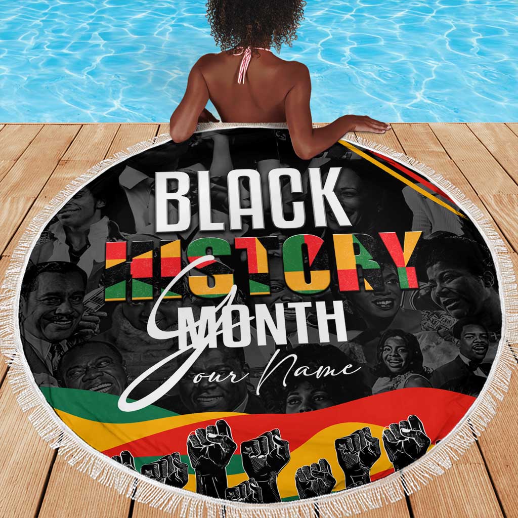 Personalized Black History Month Beach Blanket with African American Heroes