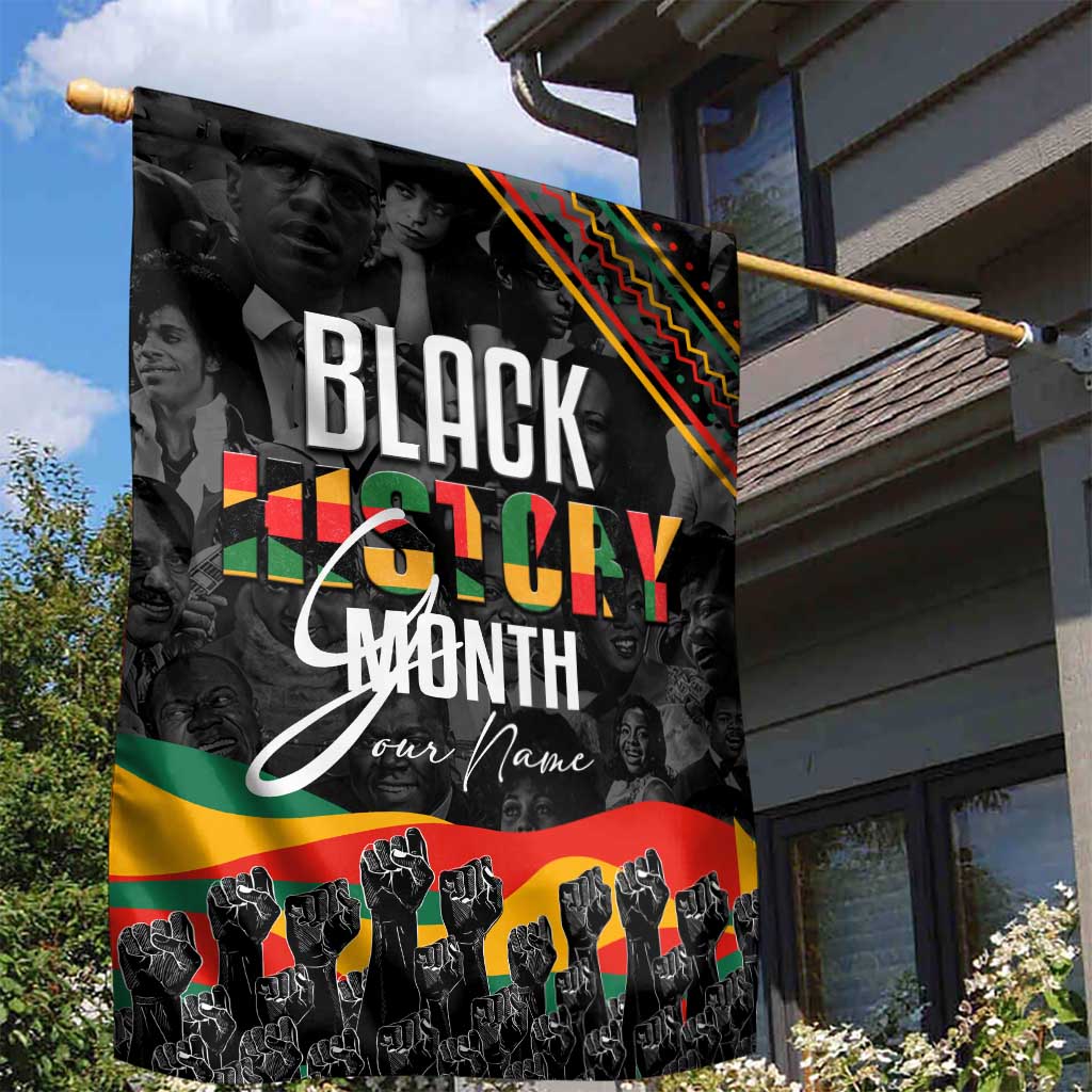 Personalized Black History Month Garden Flag with African American Heroes